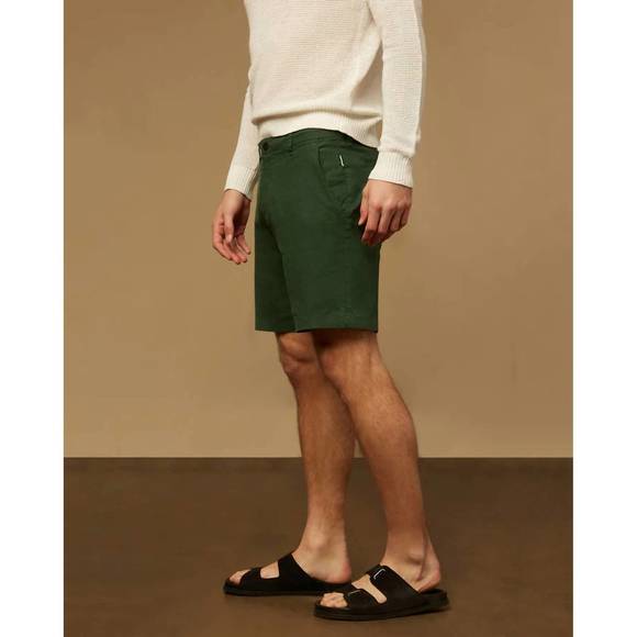 NEW ONIA men stretch linen traveler short in forest green - Picture 2 of 7